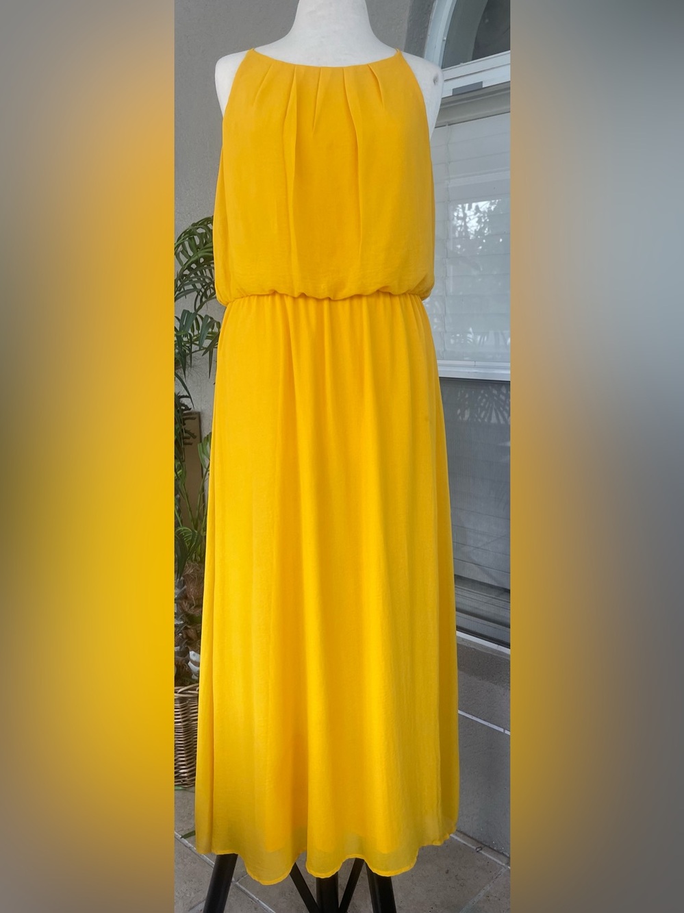 Tacera Yellow Sleeveless Maxi Dress